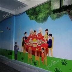 墙体彩绘文化墙壁画 手绘室外墙绘施工厂家