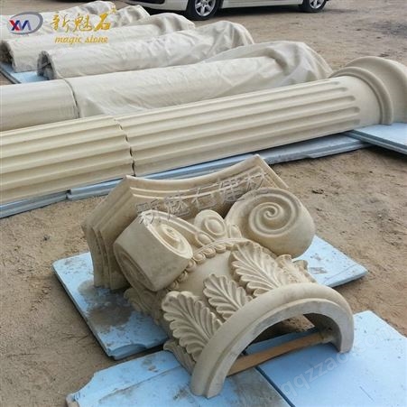 欧式罗马柱GRC装饰柱 别墅大门水泥柱定制 人造砂岩仿石雕塑柱子