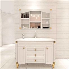 百和美欧式全铝浴室柜洗手台 落地式大理石组合太空铝卫浴柜