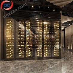 现代落地式多层酒柜 可带灯不锈钢酒架定制 红酒展示架