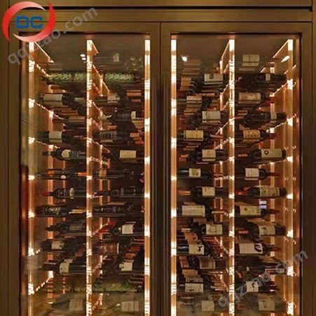 现代落地式多层酒柜 可带灯不锈钢酒架定制 红酒展示架