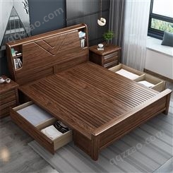 南京美式乡村纯实木床 轻奢双人1.8米木床 现代简约主卧婚床定制