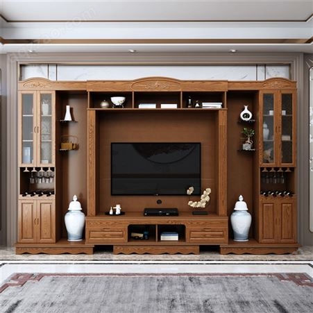 南京电视柜定制 客厅红木影视柜 实木电视柜机柜 中式仿古墙柜
