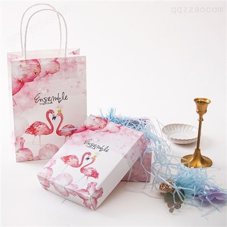 现货独角兽少女心粉色礼品盒天地盖化妆品糖果伴手礼纸袋纸盒定制