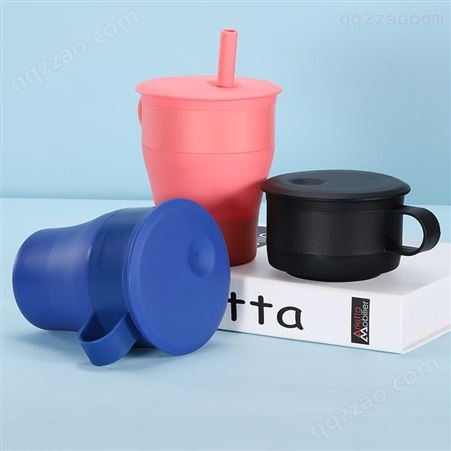科安硅橡胶马克杯定制 硅胶杯带盖杯子 硅胶折叠水杯
